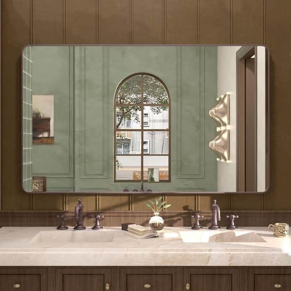 Hermitage Bath Cosy 60 in. W x 36 in. H Rectangular Framed Wall Bathroom Vanity Mirror in Oil Rubbed Bronze