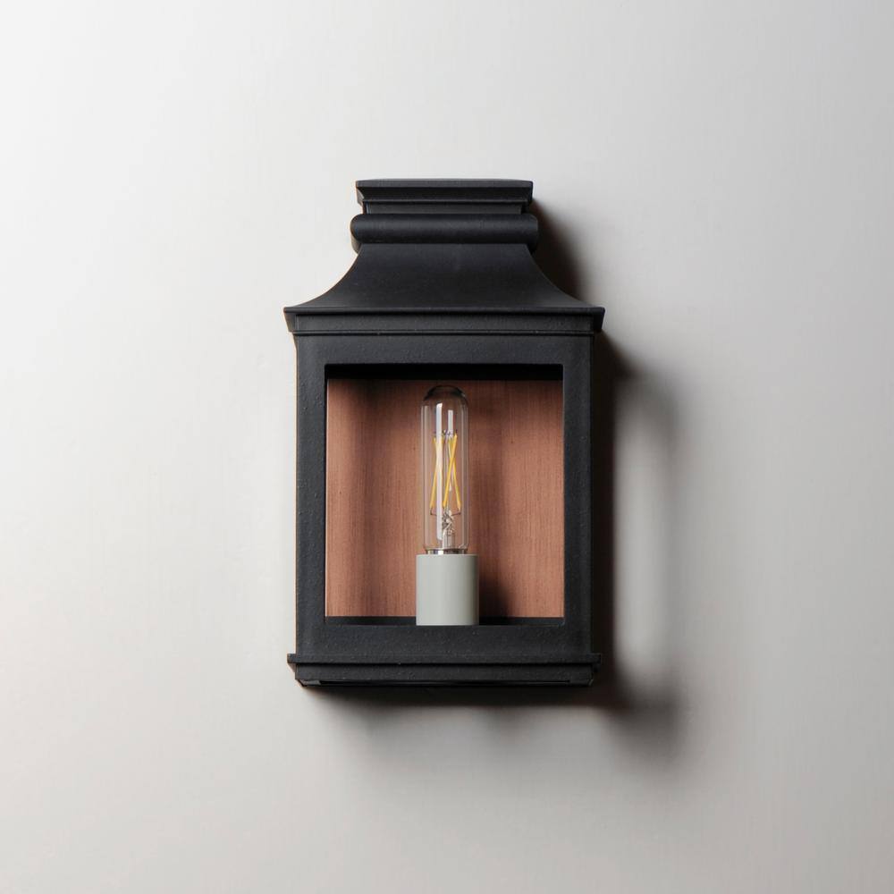 Antique Copper and Black Outdoor Wall Sconce with Clear Glass