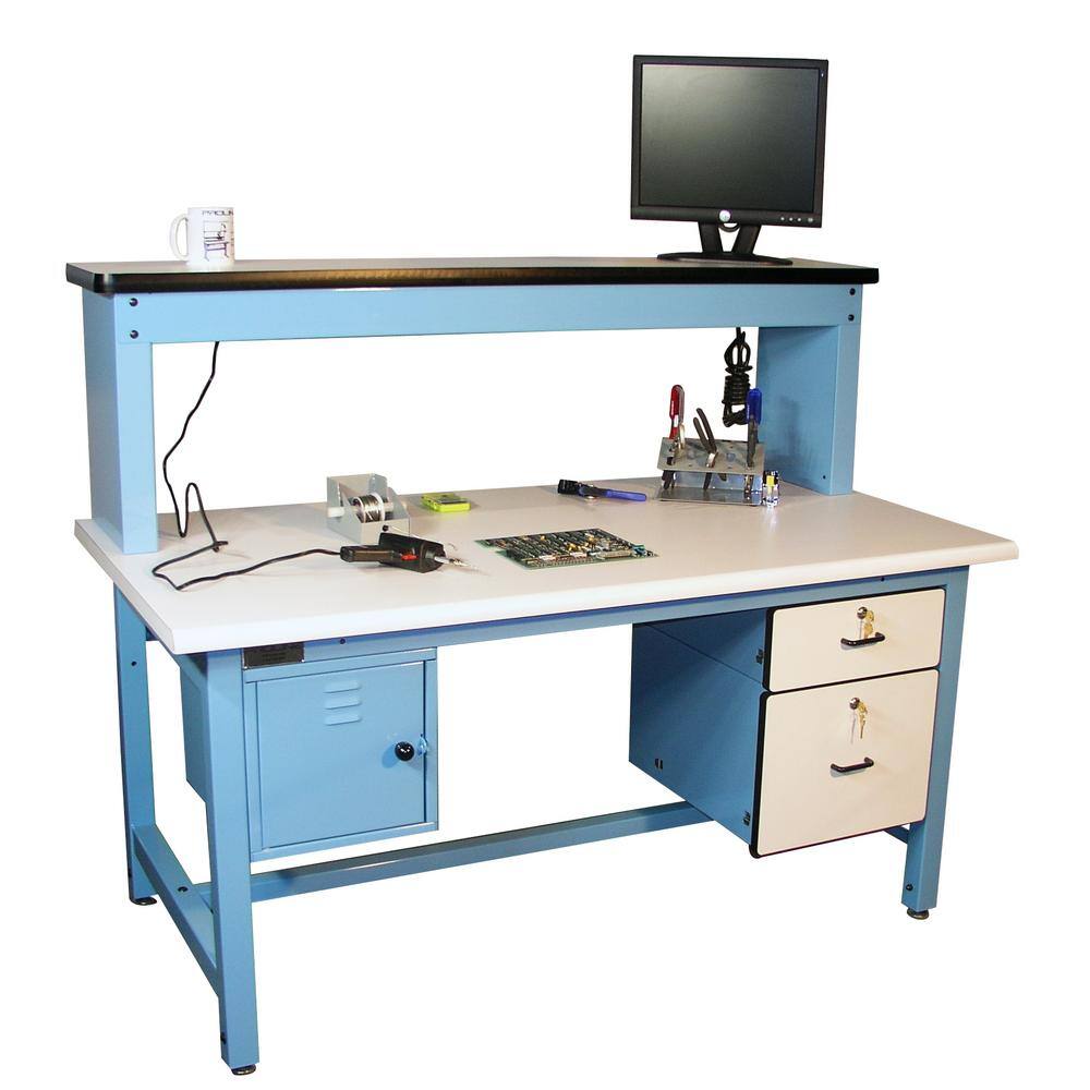 Industrial Blue 60" Wide Plastic Workbench with 2 Drawers