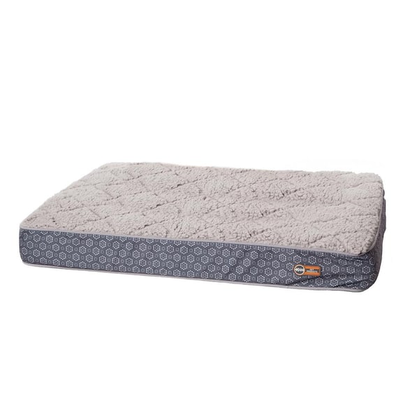 K and H Pet Products 30 in. x 40 in. x 4 in. Medium Gray/Geo Flower Print Superior Orthopedic Quilted-Top Bed