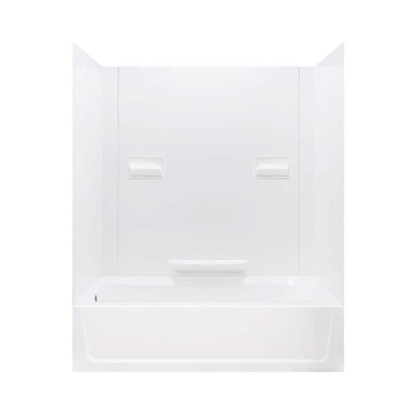 MUSTEE Durawall 60 in. L x 30 in. W x 73.75 in. H Rectangular Tub/ Shower Combo Unit in White with Left-Hand Drain