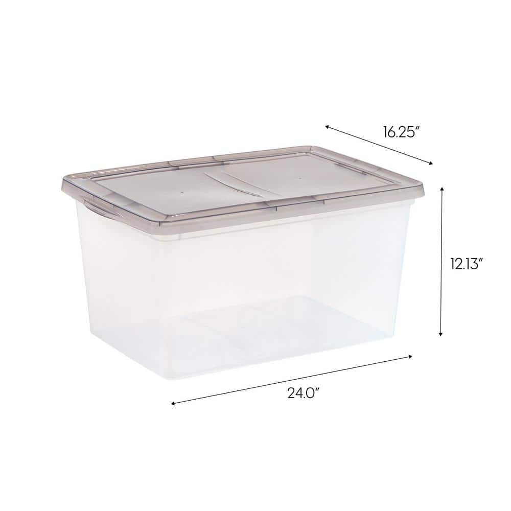 Clear Stackable Plastic Storage Bins with Lids, 58 Quart, Set of 5