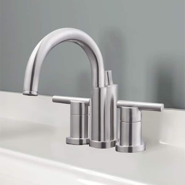 Geneva 4 in. Centerset 2-Handle Bathroom Faucet in Satin Nickel