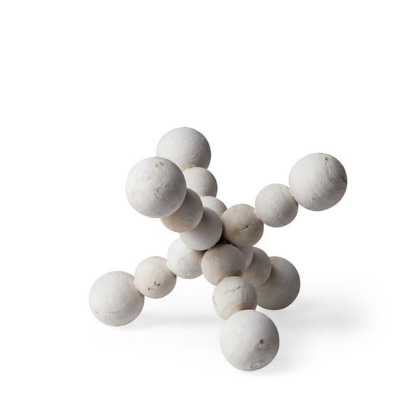 HomeRoots 7 in. Brown Off White Beaded Wooden Decorative Jack