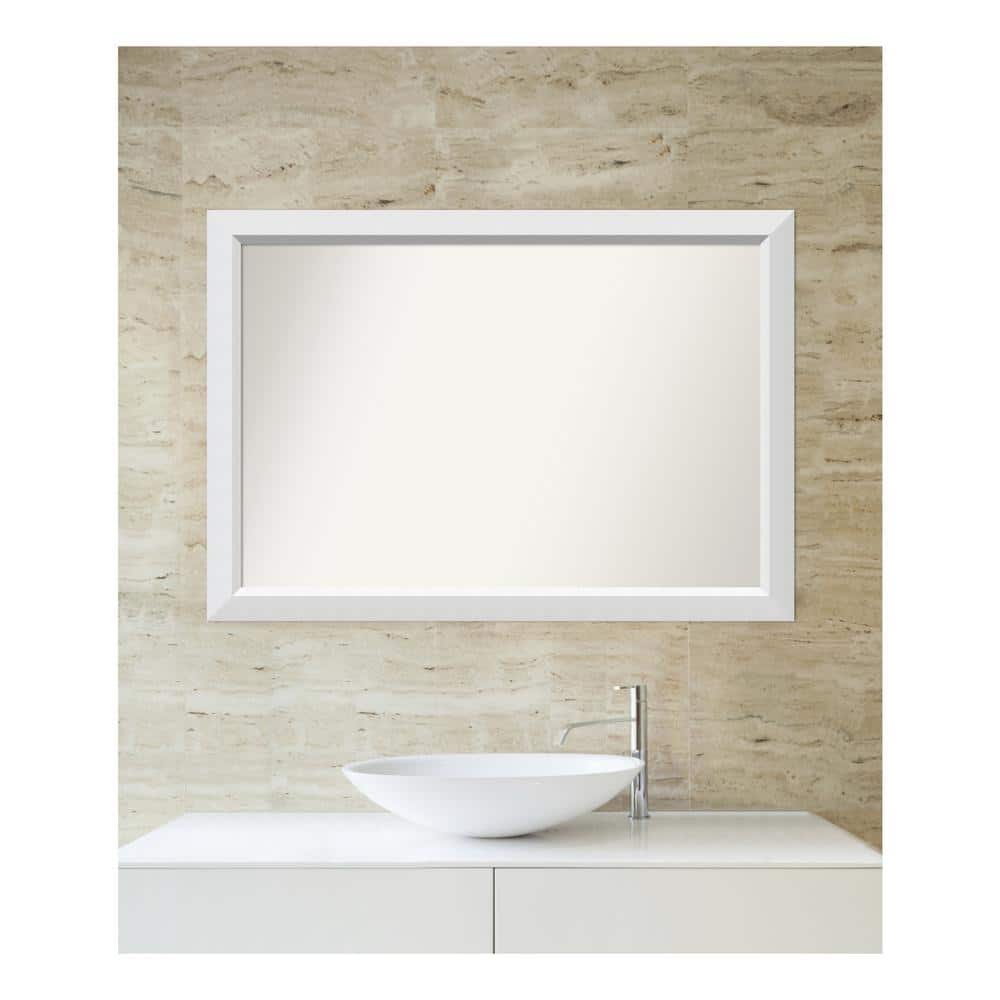 Blanco White 40.25 in. x 28.25 in. Custom Non-Beveled Wood Framed Bathroom 