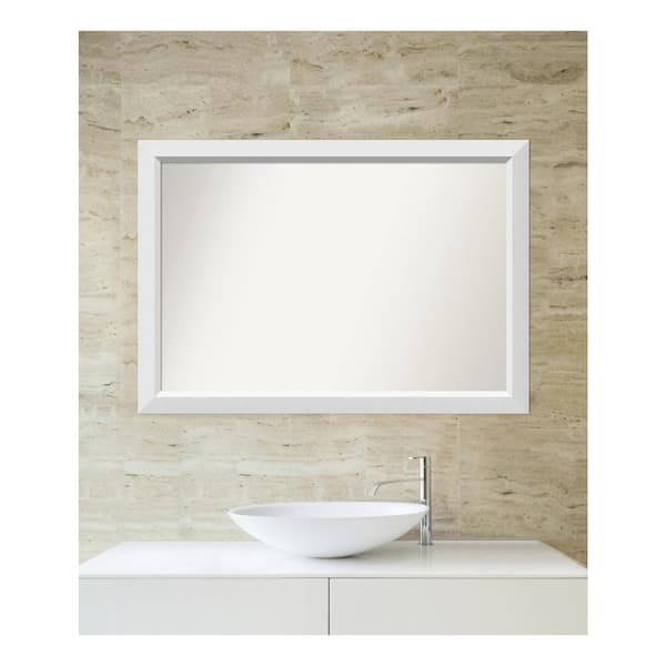 Amanti Art Blanco White 40.25 in. x 28.25 in. Custom Non-Beveled Wood Framed Bathroom Vanity Wall Mirror