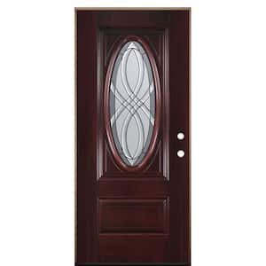 36 in. x 80 in. Everland Cianne Right-Hand Outswing 3/4 Oval Lite Smooth Fiberglass Prehung Front Door No Brickmold