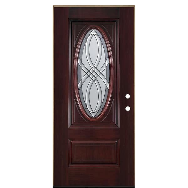 Masonite 36 in. x 80 in. Everland Cianne Right-Hand Outswing 3/4 Oval Lite Smooth Fiberglass Prehung Front Door No Brickmold