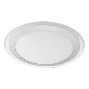 Competa 2 13.39 in. W x 3.58 in. H White/Silver Integrated LED Flush Mount Ceiling Light with White Acrylic Shade
