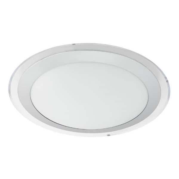 Eglo Competa 2 13.39 in. W x 3.58 in. H White/Silver Integrated LED Flush Mount Ceiling Light with White Acrylic Shade