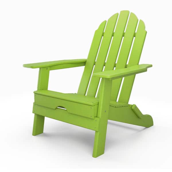 Unbranded Light Green HDPE Outdoor Patio Folding Adirondack Chair Easy Folding with No Pins Needed (Set of 1)