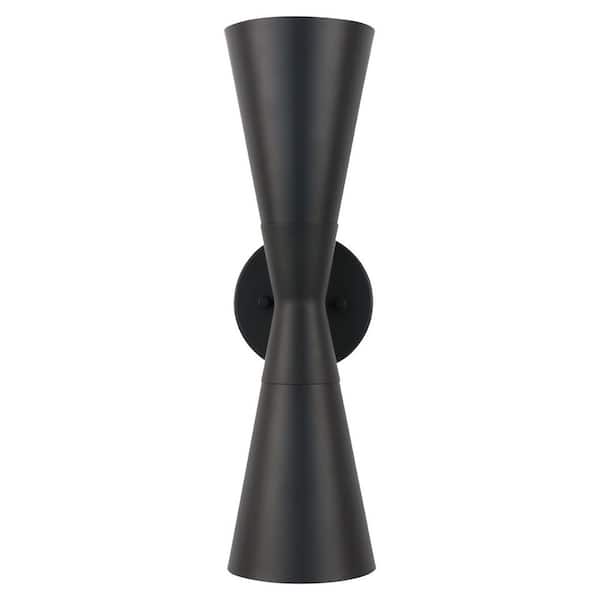 GMGSROM 6 in. 2-Light Black Modern Wall Sconce Hourglass-Shape Wall Light Fixture with Up and Down lights