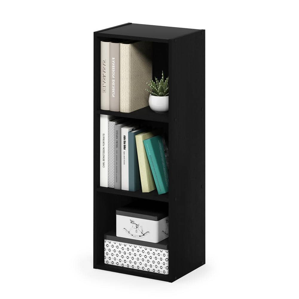 Sleek Blackwood 3-Tier Freestanding Open Cube Shelf
