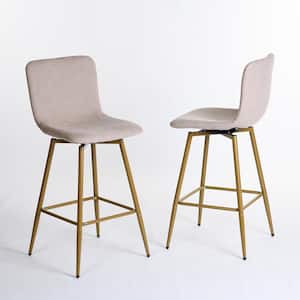 Scargill SW 26.4 in. Beige Terry Fabric High Back Metal Frame Swivel Counter Stool with Ergonomic Design (Set of 2)