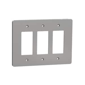 X Series 3-Gang Mid Size Plus Wall Plate Cover Decorator/Rocker Matte Gray
