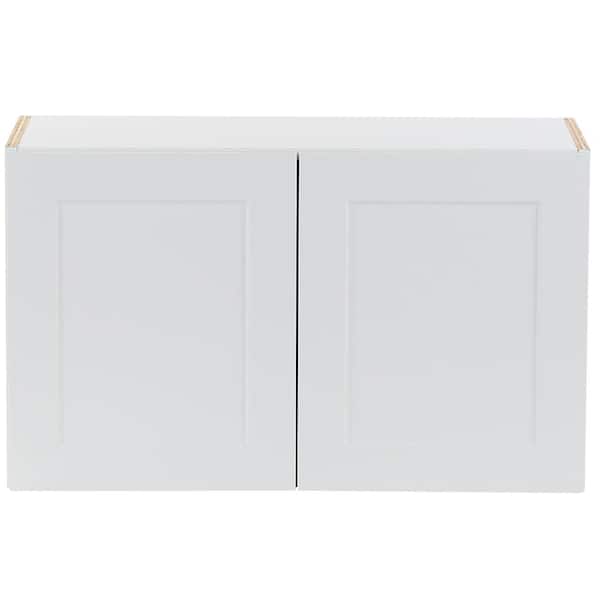 Hampton Bay Cambridge White Shaker Assembled All Plywood Wall Cabinet with 2 Soft Close Doors (30 in. W x 12.5 in. D x 18 in. H)