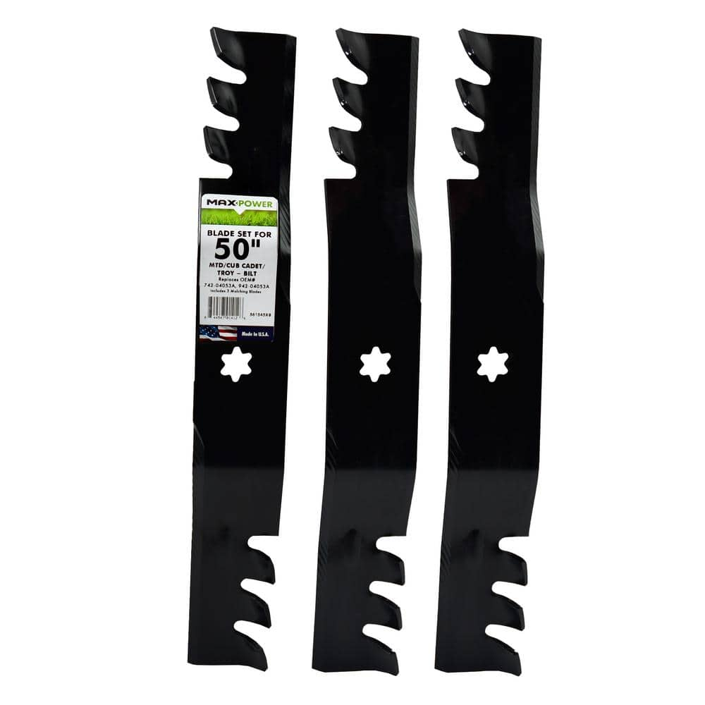 MaxPower 3-Commercial Mulching Blade Set for Many 50 in. MTD, Cub Cadet, Troy-Bilt Mowers Replaces OEM #s 742-04053A, 742-04053-X