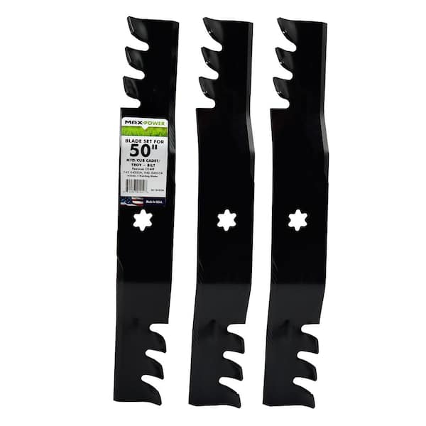 MaxPower 3-Commercial Mulching Blade Set for Many 50 in. MTD, Cub Cadet, Troy-Bilt Mowers Replaces OEM #s 742-04053A, 742-04053-X