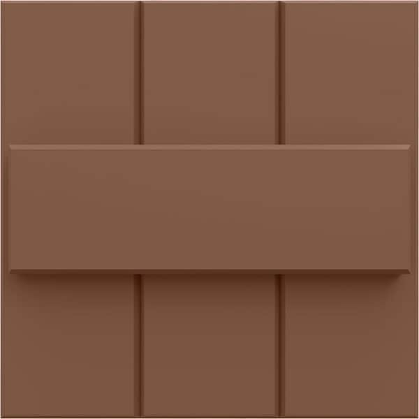 12 in. W x 12 in. H True Fit PVC Joined Board-n-Batten Shutters Sample, Burnt Toffee