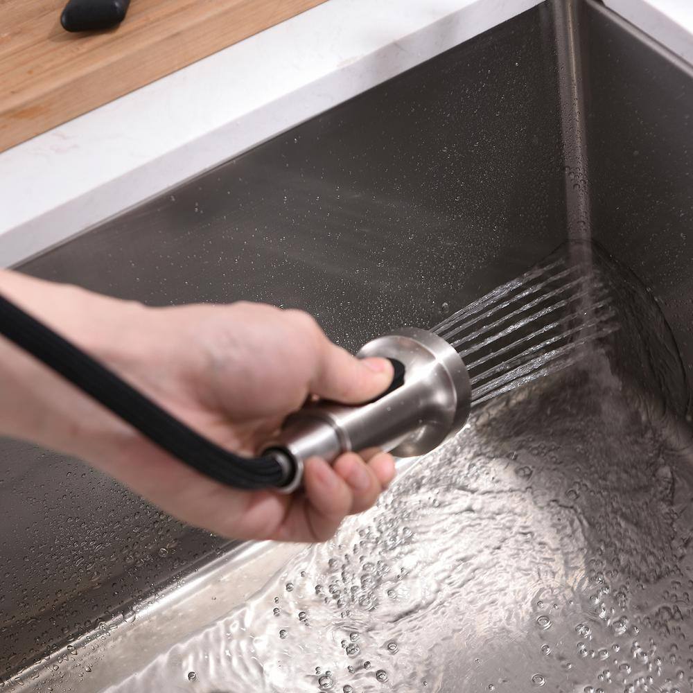 Brushed Nickel Touchless Pull-Down Kitchen Faucet with Spray