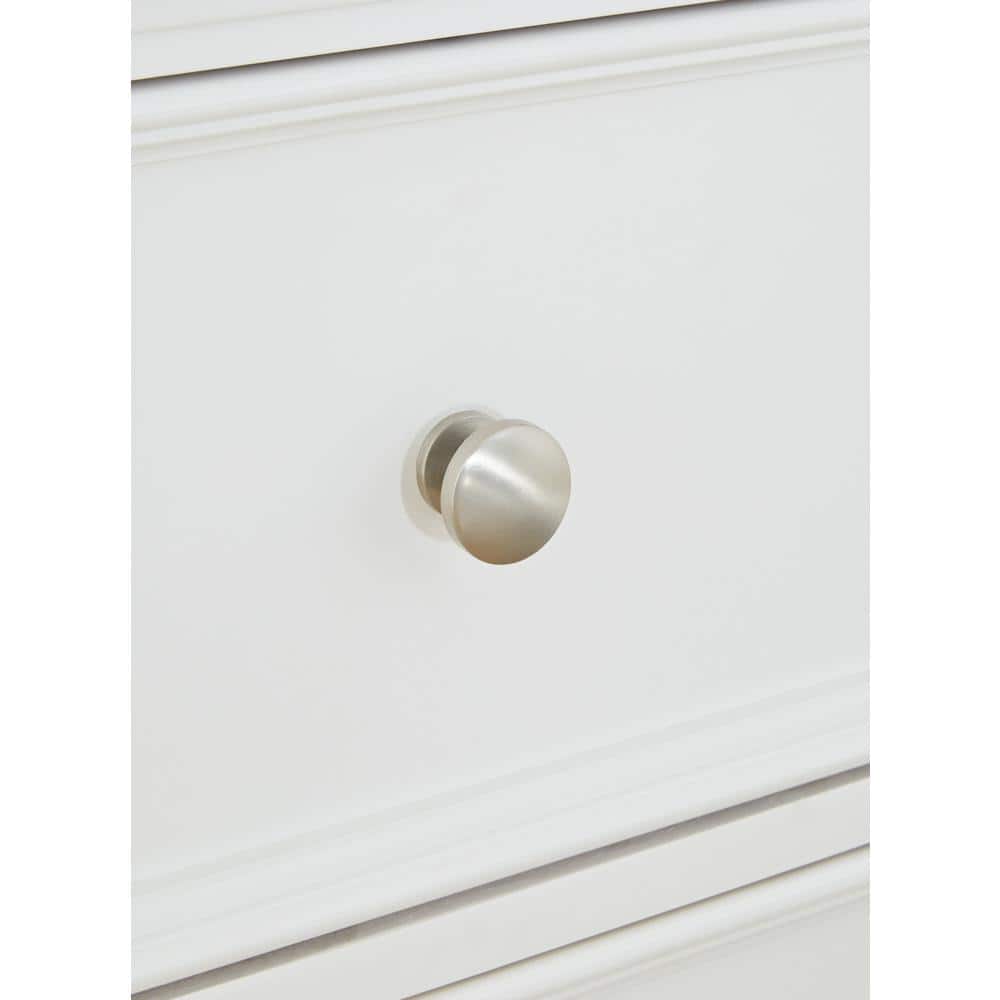 White Transitional 2-Drawer Nightstand with Metal Knobs