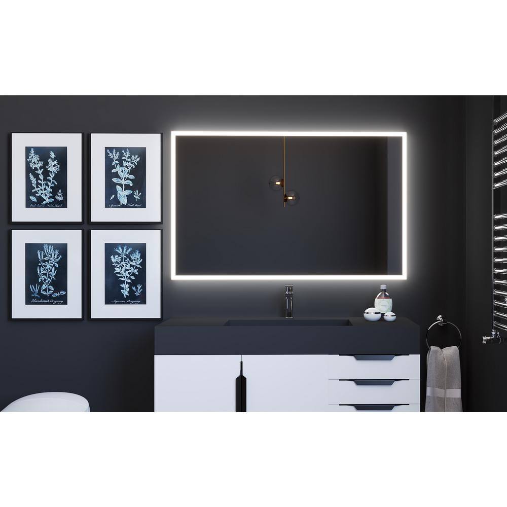 Elegante 48" Frameless Smart LED Wall Vanity Mirror in Silver