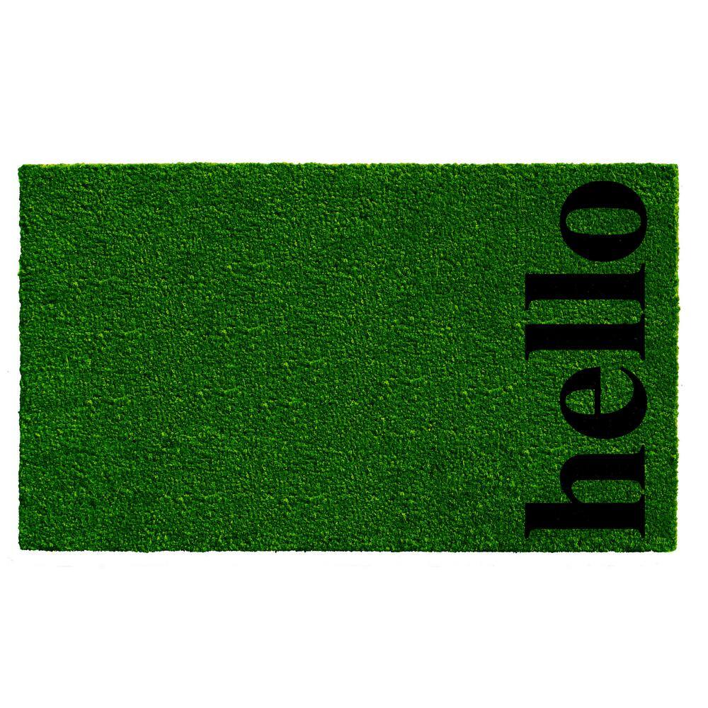 Vertical Hello Green/Black 17 in. x 29 in. Door Mat