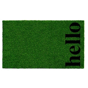 Vertical Hello Green/Black 17 in. x 29 in. Door Mat