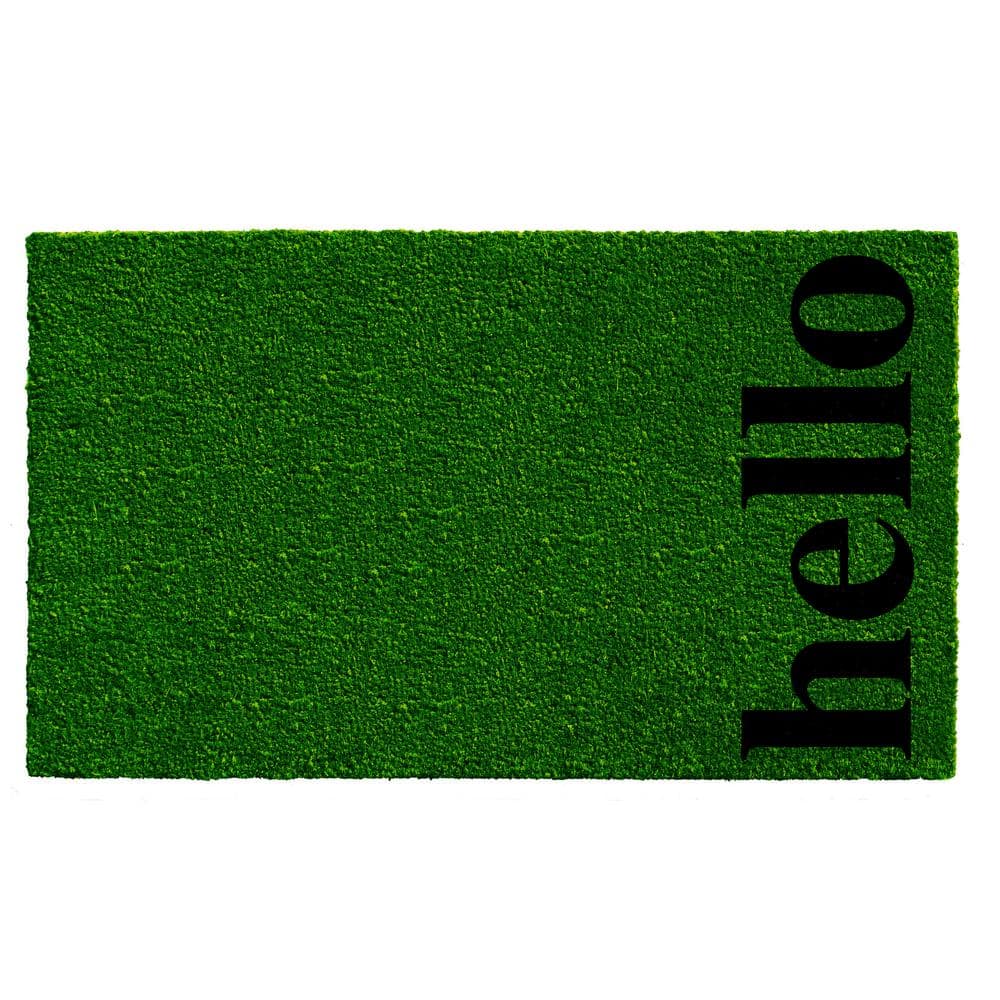 Vertical Hello Green/Black 24 in. x 36 in. Door Mat