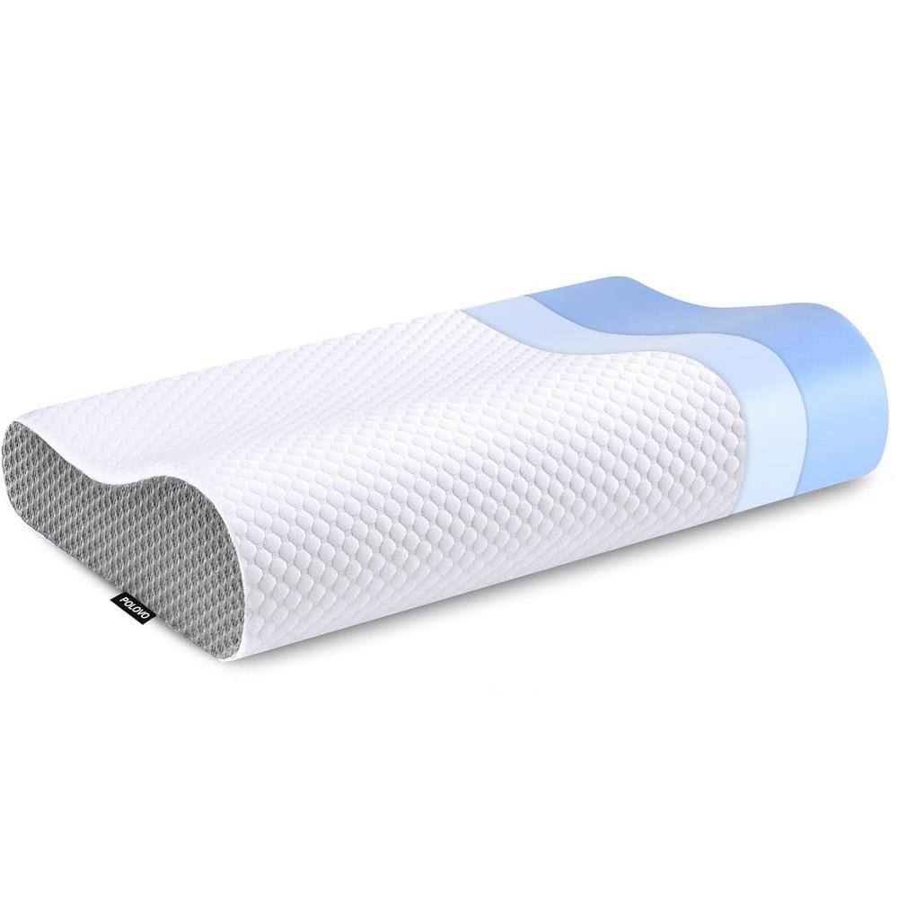 Queen Size Pillow Contour Memory Foam Pillows for Sleeping, White and Grey