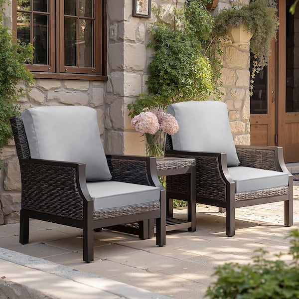2 Pieces Outdoor Couch Cushion Set with Removable Cover 21 in. x 22 in. x 3.5 in. Thickened Patio Cushions in Light Gray