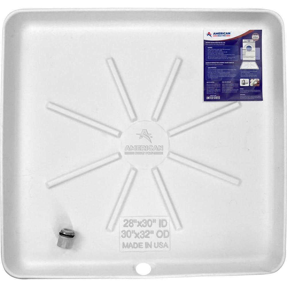 AMERICAN BUILT PRO 30 in. x 28 in. Pre drilled Plastic Washing Machine Drain Pan with Drainhose Adapter WMSP 1Drl The Home Depot