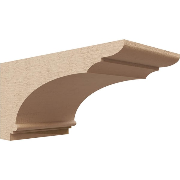 Ekena Millwork 4 in. x 4 in. x 8 in. Series 3 Wide Hughes Rough Cedar Woodgrain Timberthane Polyurethane Corbel, Primed Tan