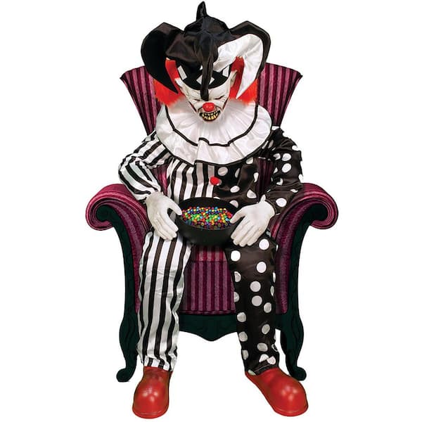 Haunted Hill Farm Hartley the Sitting Scare Clown by Tekky, Premium Talking Halloween Animatronic, Plug-In or Battery