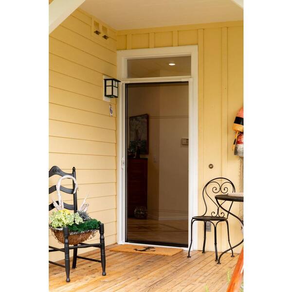 x 80 in Retractable Screen Door 36 in Aluminum Single Brisa White Painted