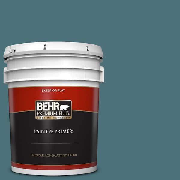 BEHR PREMIUM PLUS 5 gal. #S450-6 Tornado Season Flat Exterior Paint & Primer