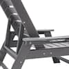 Close-up detail of the frame and slat construction of the chair.