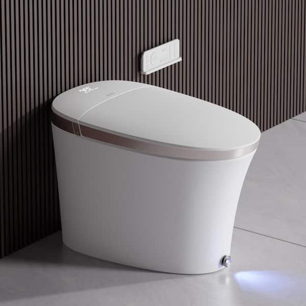 Elongated Bidet Toilet Built-in Foam Shield Fast Air Drying Built-in Tank Auto Open/Close, Auto Flush, 1.28 GPF in White