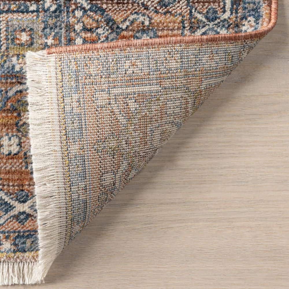 Harriet Vintage Medallion Fringe Rust Runner Rug - 2' 6" x 14'
