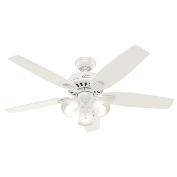 Hunter Newsome 52 in. Indoor Fresh White Ceiling Fan with Three Light Kit
