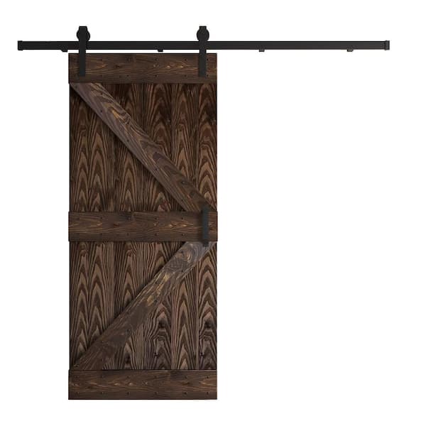COAST SEQUOIA INC Coast Sequoia Embossing K Series 36 in. x 84 in. Kona Coffee Knotty Wood Sliding Door with Hardware Kit