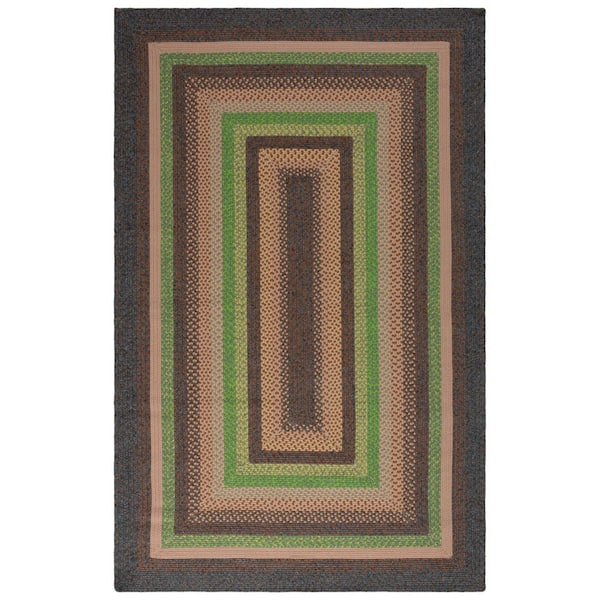 Braided Brown/Green 4 ft. x 6 ft. Machine Washable Multi Striped Area Rug