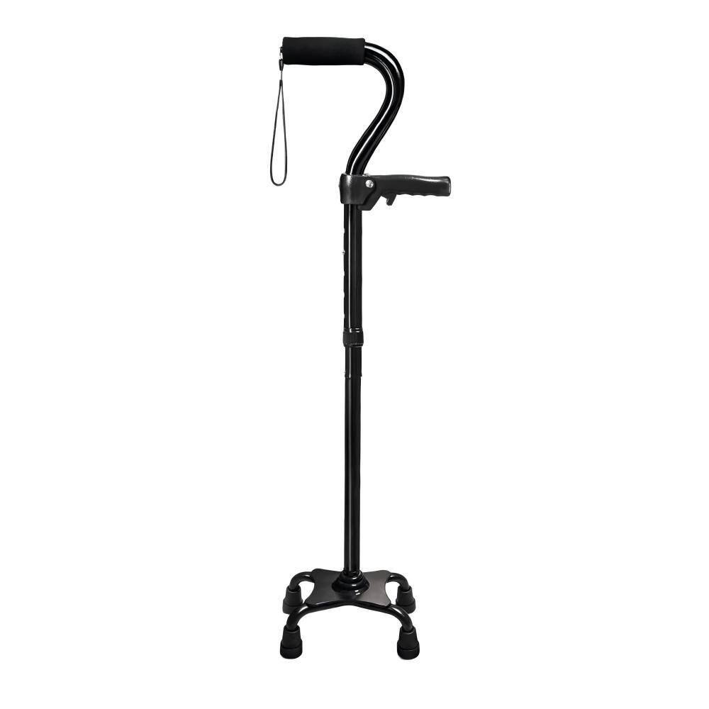 Heavy-Duty Quad Base Walking Cane, Black Aluminum, Foldable, 5-Level Height Adjustable, Dual Handle, 300 lb. Support price history on PriceWatchPro