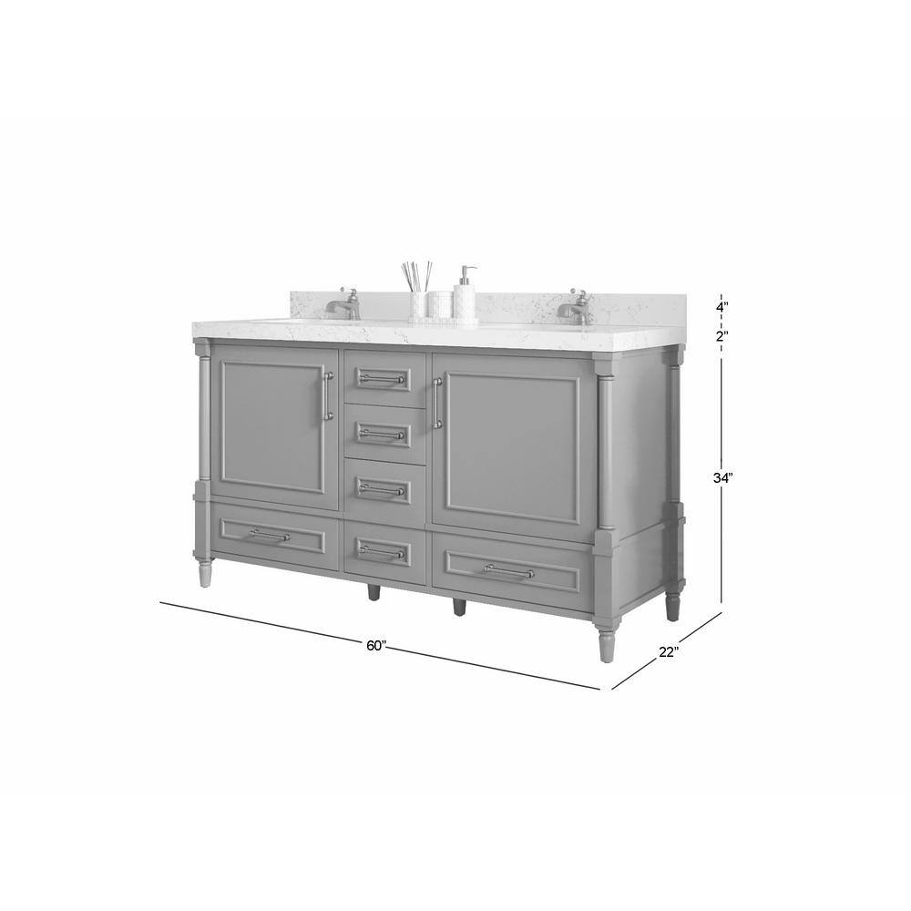 Aberdeen 60'' Double Bathroom Vanity with Top
