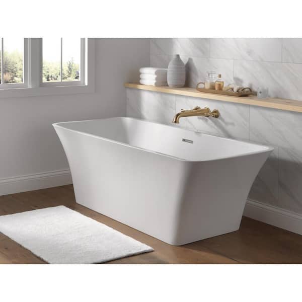Delta Torrelle 67 in. x 30 in. Soaking Bathtub with Center Drain in White