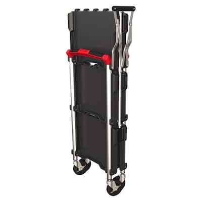 3-Shelf Collapsible 4-Wheeled Resin Multi-Purpose Utility Cart in Black/Red