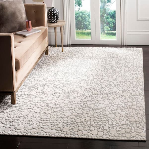 Mirage 9 ft. x 12 ft. Silver/Cream Abstract Spotted Area Rug