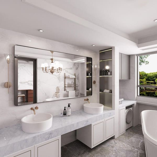 Rizitoc 72 in. W x 40 in. H Rounded Rectangle Framed Wall Bathroom