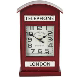 Red Metal London Telephone Booth Inspired Clock