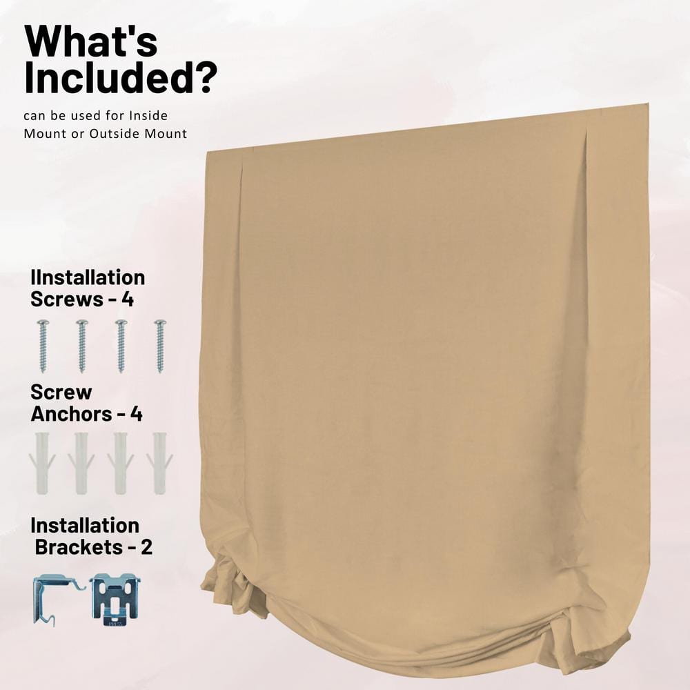 Khaki Cordless Fabric Roman Shades 35"W x 64"H